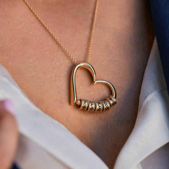 Sentimental Heart Necklace with Engraved Beads - Claritas Store