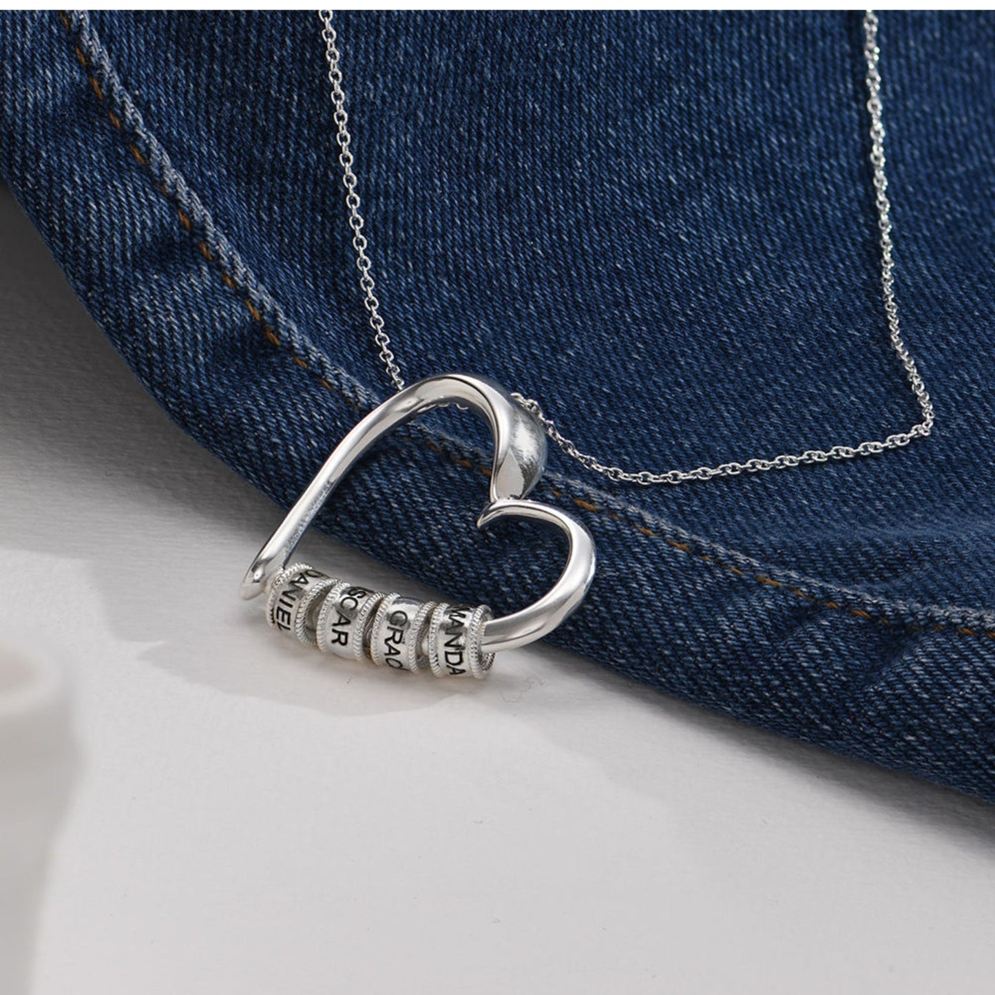 Sentimental Heart Necklace with Engraved Beads - Claritas Store