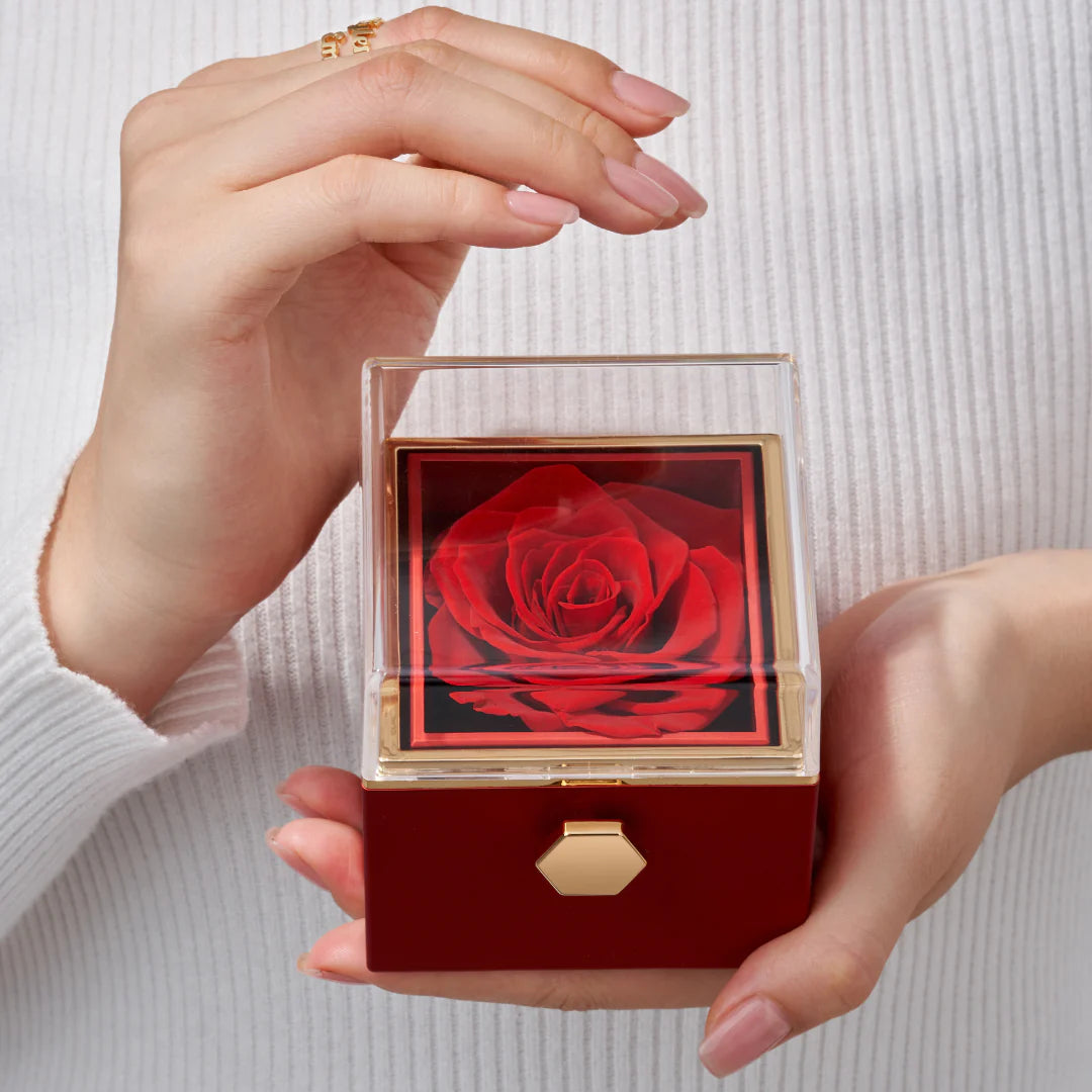 Rotating Rose Box Engraved Necklace - Claritas Store