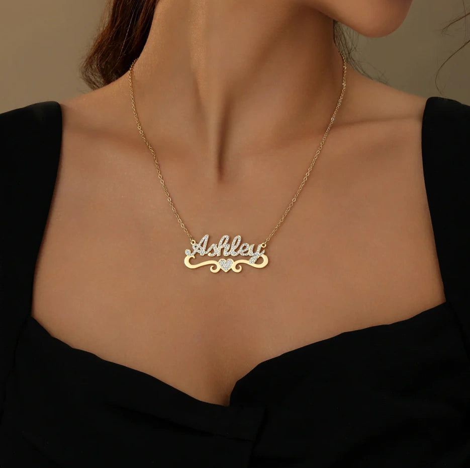 Iced Heart Name Necklace - Claritas Store