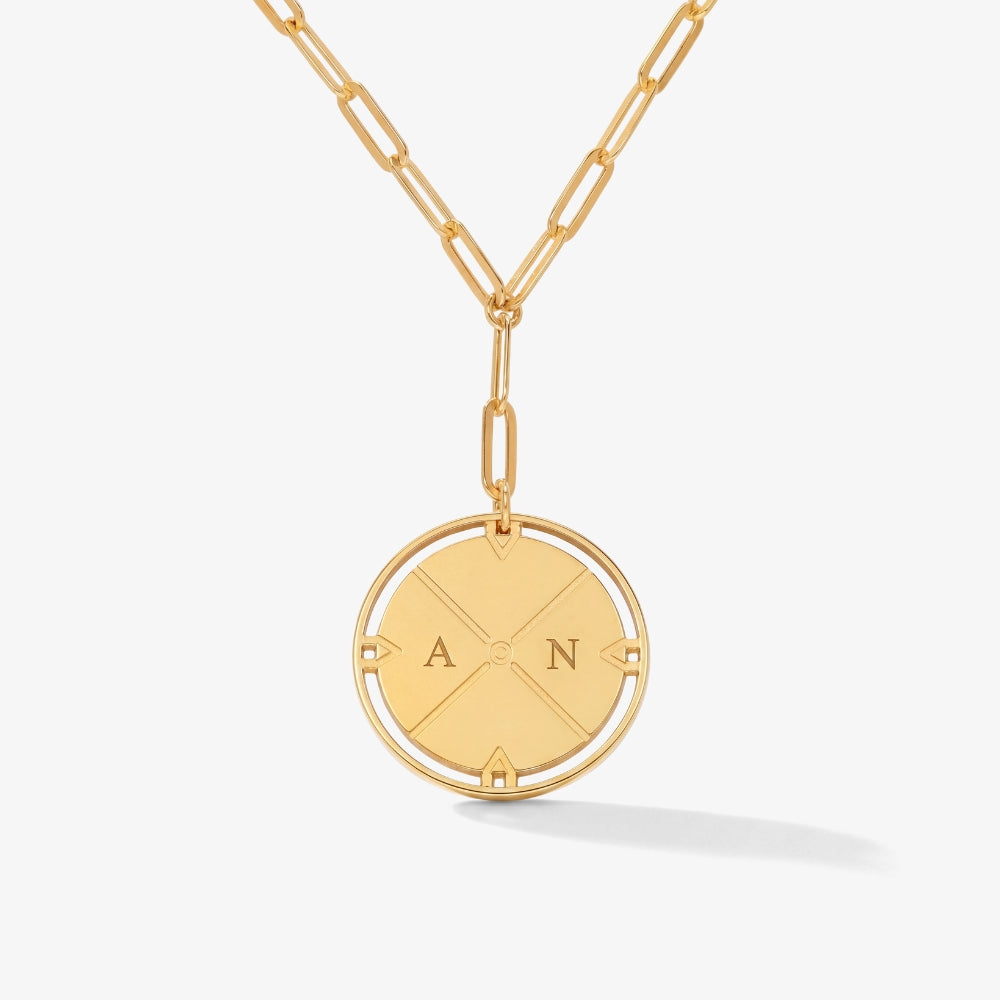 Graverat Kompass Halsband
