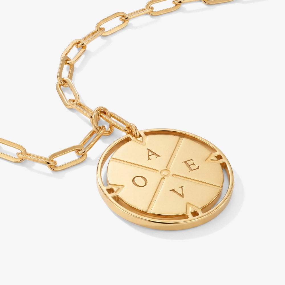 Graverat Kompass Halsband