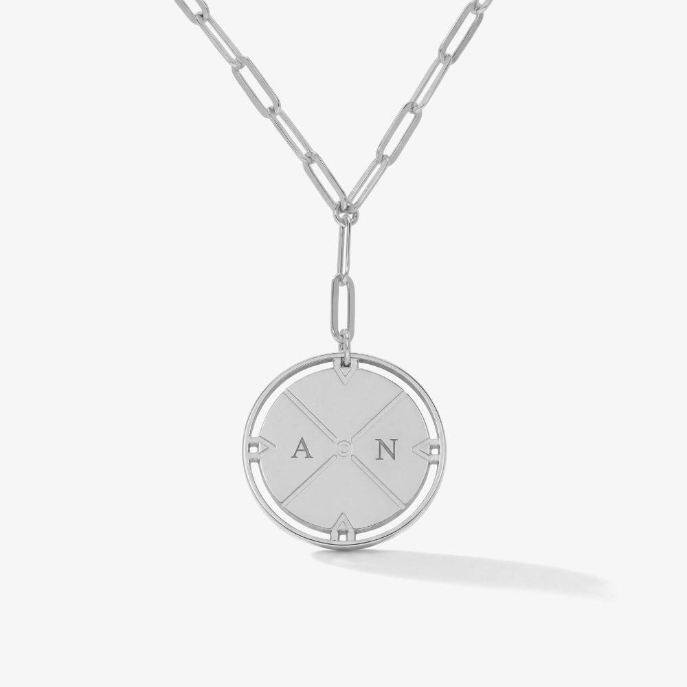 Graverat Kompass Halsband