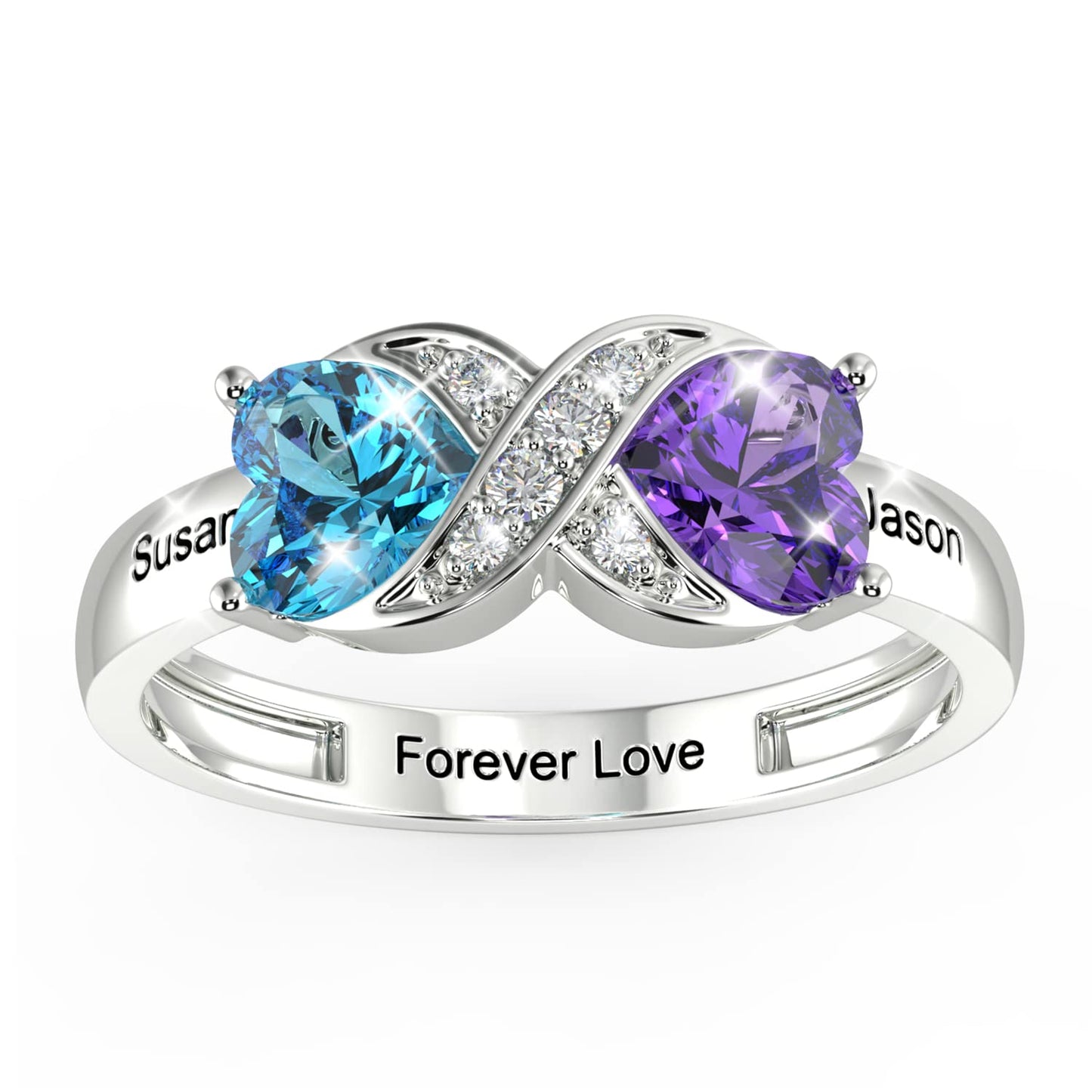 Infinity Heart Birthstone Ring – 2 Birthstones & Names - Claritas Store
