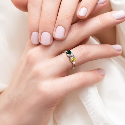 Infinity Heart Birthstone Ring – 2 Birthstones & Names - Claritas Store