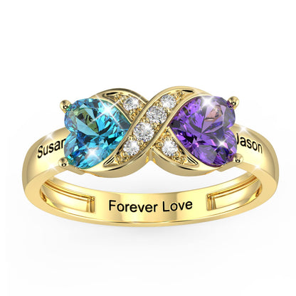 Infinity Heart Birthstone Ring – 2 Birthstones & Names - Claritas Store