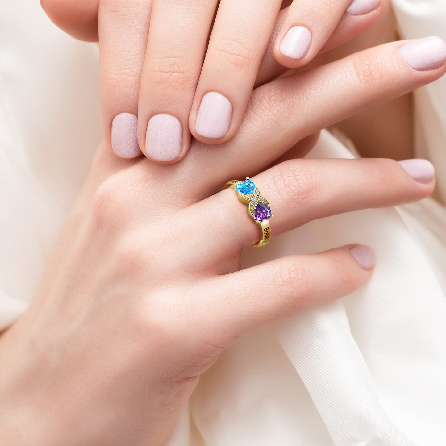 Infinity Heart Birthstone Ring – 2 Birthstones & Names - Claritas Store