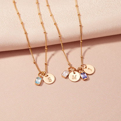 Birthstone initial pendant Necklace - Claritas Store