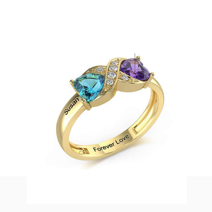 Infinity Heart Birthstone Ring – 2 Birthstones & Names - Claritas Store