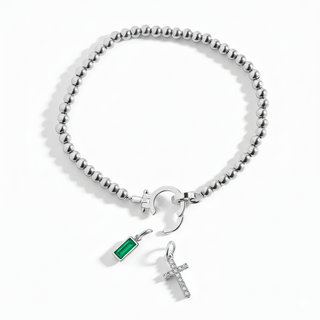 Cross Charm Birthstone Bracelet