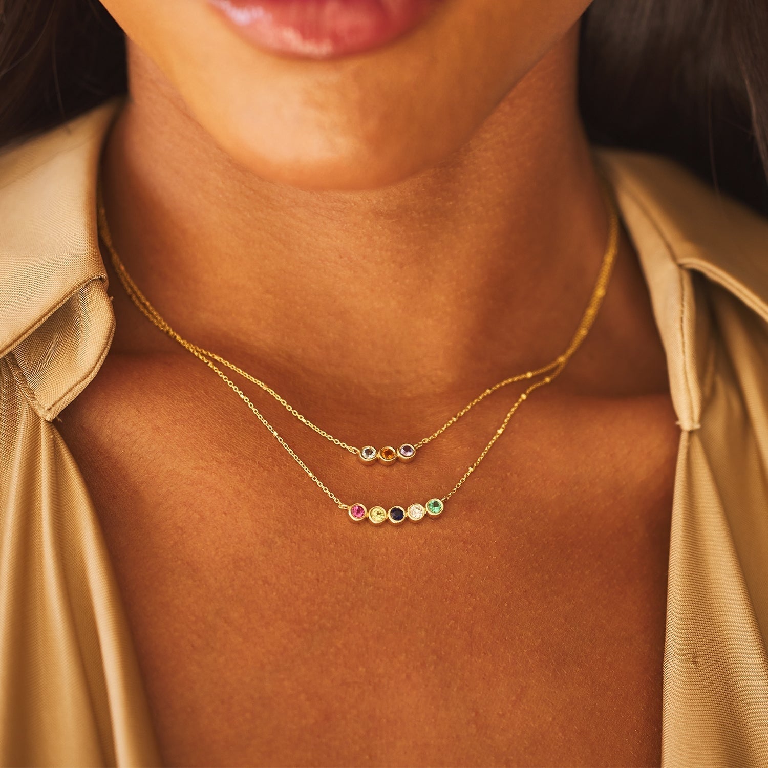 Bezel Set Round  Family Birthstone Necklace - Claritas Store