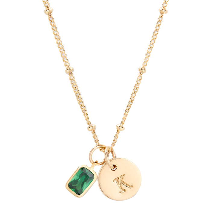 Birthstone initial pendant Necklace - Claritas Store
