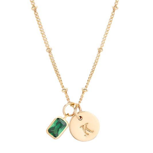 Birthstone initial pendant Necklace - Claritas Store