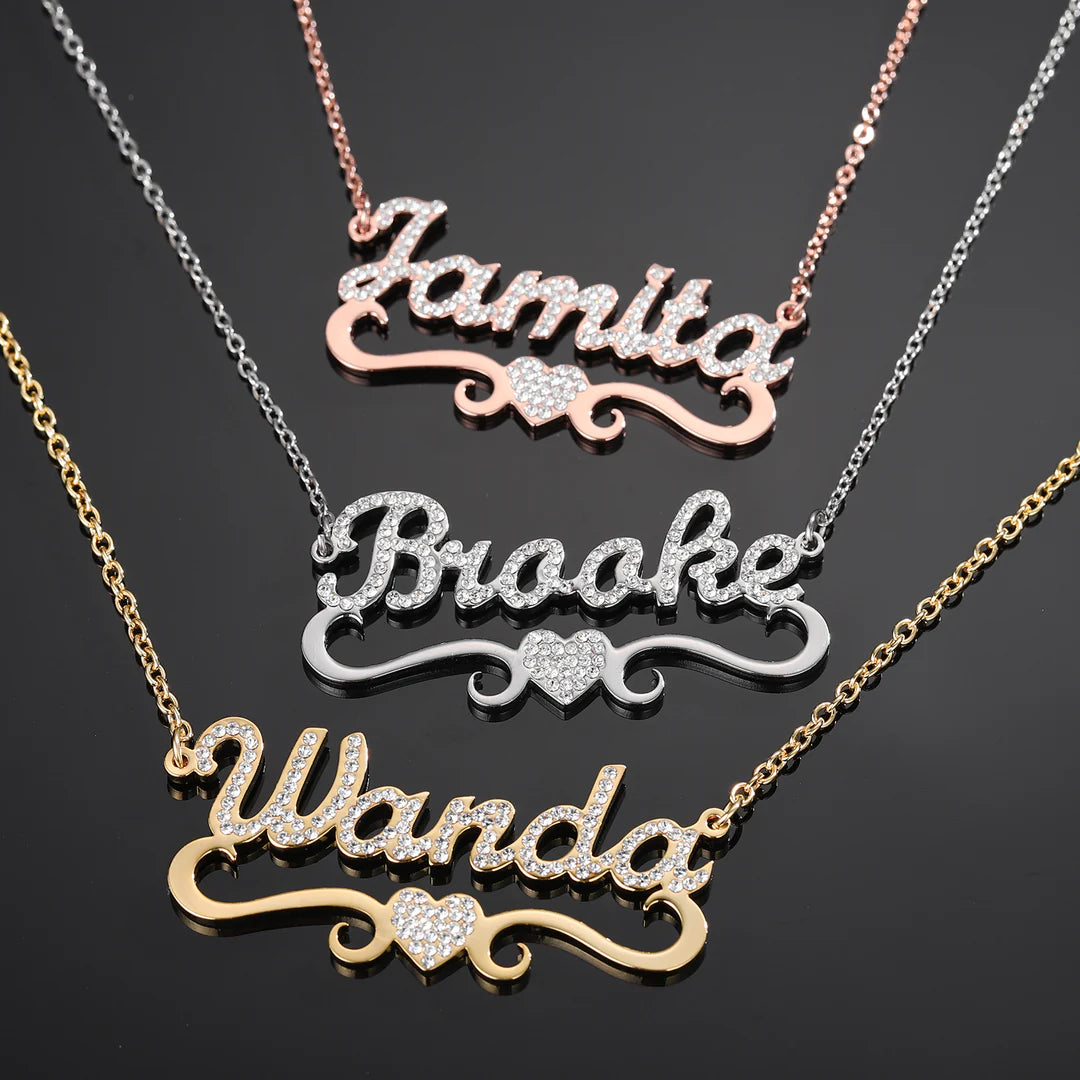 Iced Heart Name Necklace - Claritas Store