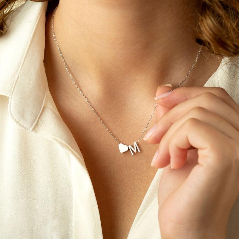 Tiny Heart Initial Necklace - Claritas Store
