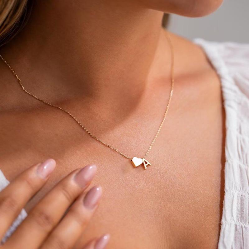 Tiny Heart Initial Necklace - Claritas Store
