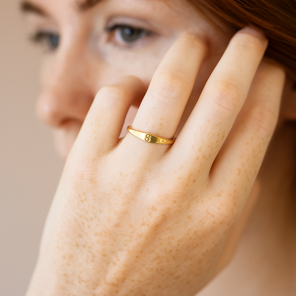 Gold Slim Signet Ring - Claritas Store