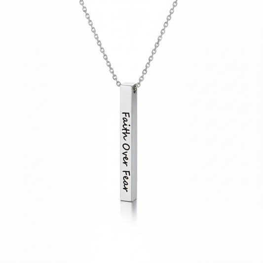 Silver Faith Over Fear Bar Necklace - Claritas Store