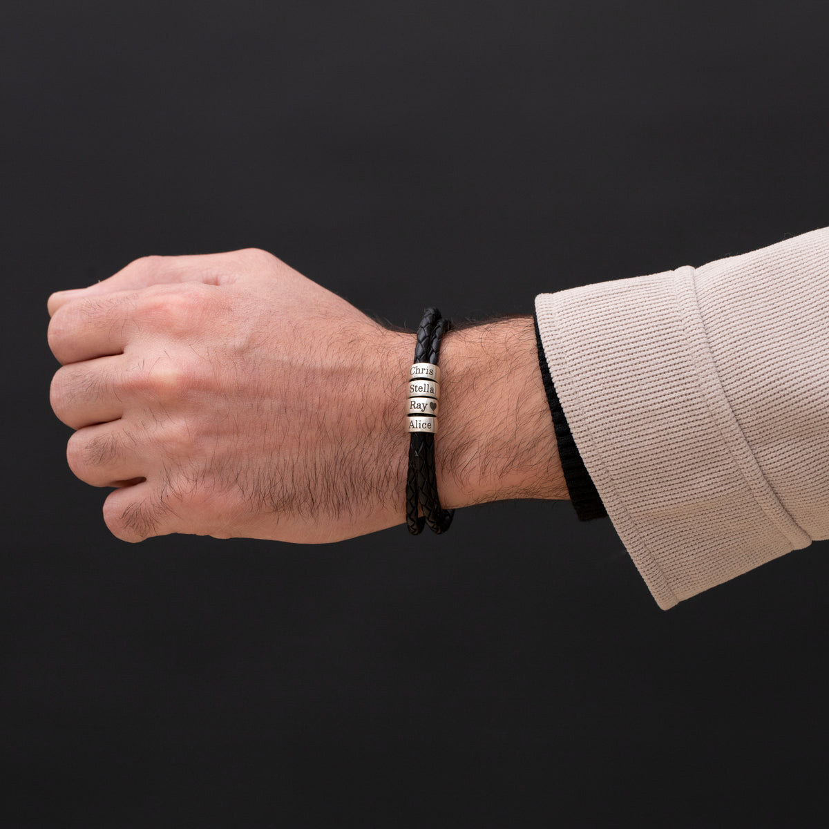 Custom Engraved Braided Leather Bracelet for Men - Claritas Store