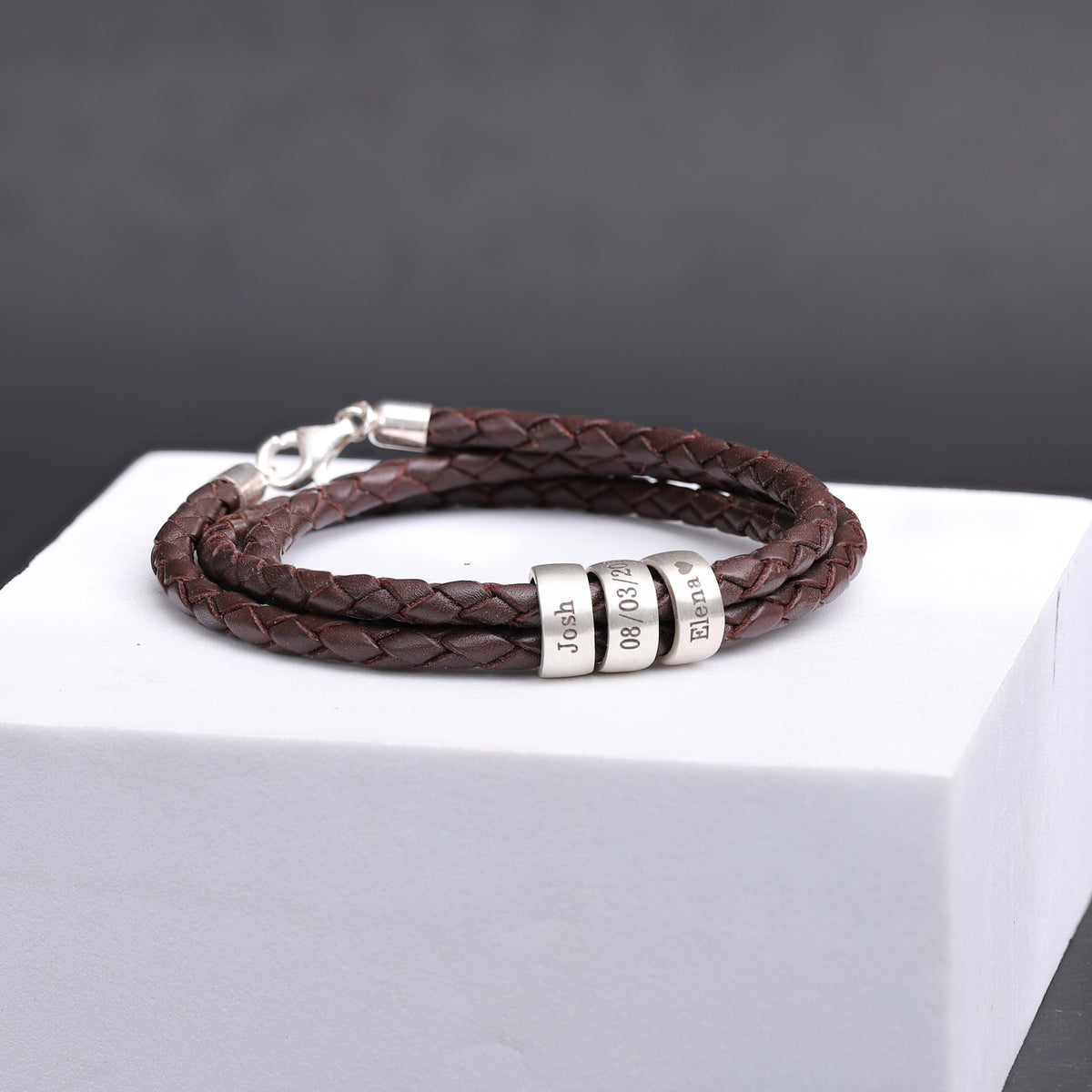 Custom Engraved Braided Leather Bracelet for Men - Claritas Store
