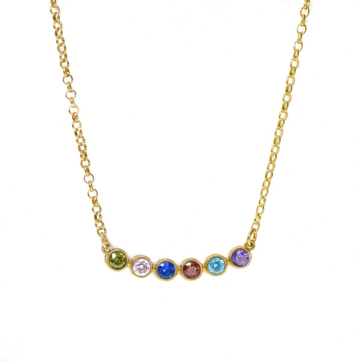 Bezel Set Round  Family Birthstone Necklace - Claritas Store
