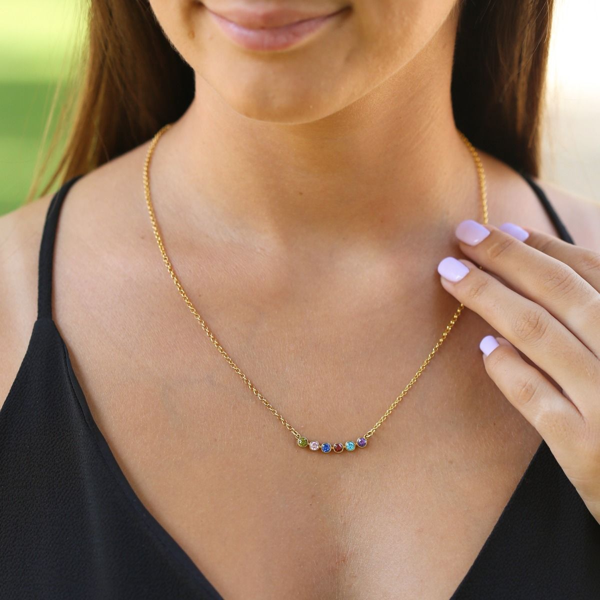 Bezel Set Round  Family Birthstone Necklace - Claritas Store