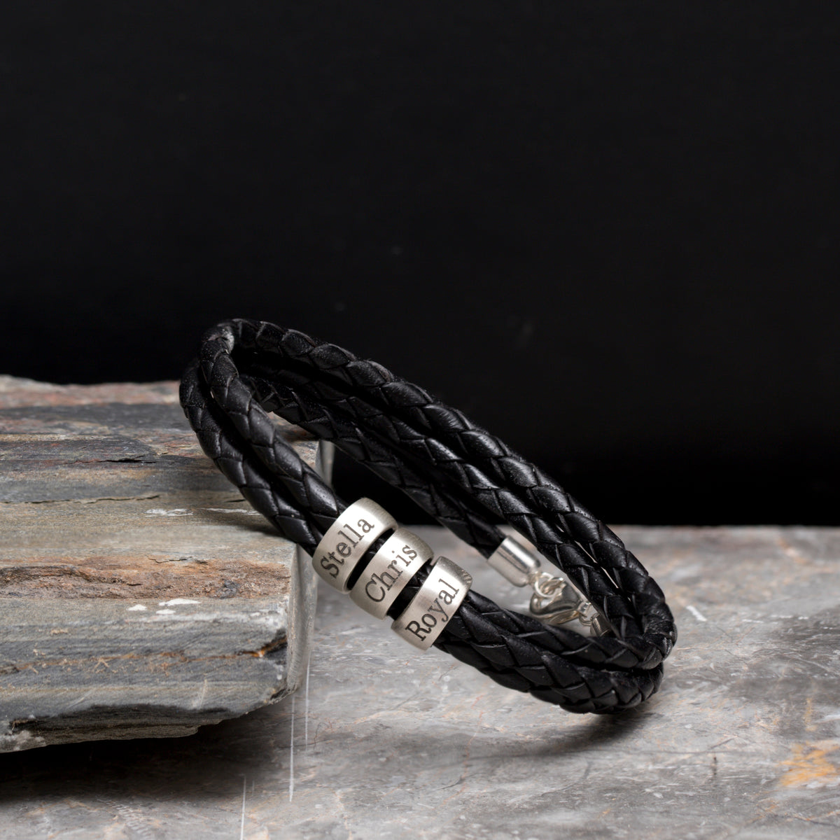 Custom Engraved Braided Leather Bracelet for Men - Claritas Store