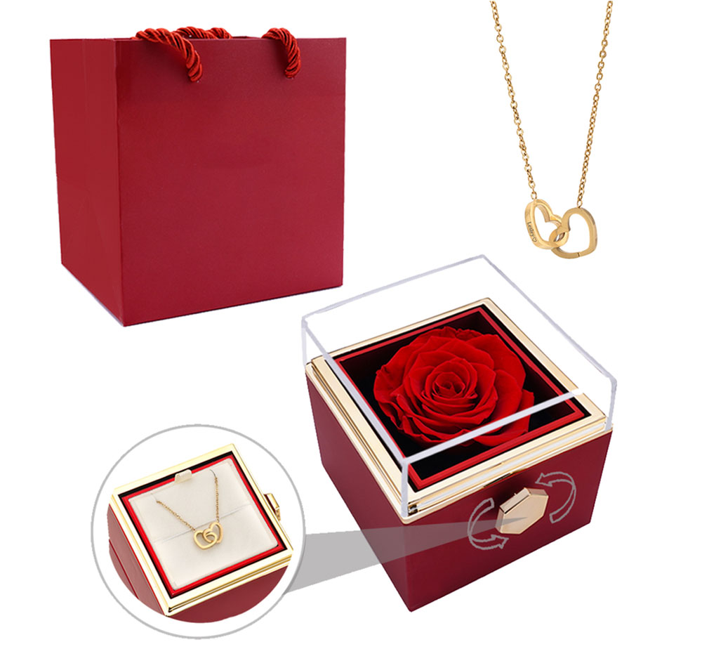 Rotating Rose Box Engraved Necklace - Claritas Store