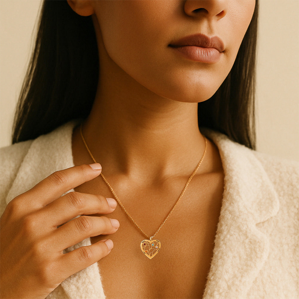 Heart Family Tree Necklace with Birthstones - Claritas Store