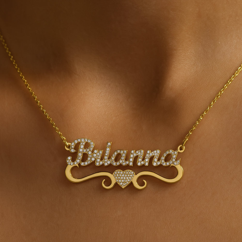 Iced Heart Name Necklace - Claritas Store
