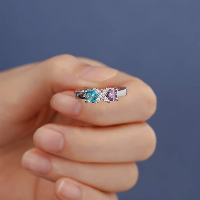 Infinity Heart Birthstone Ring – 2 Birthstones & Names - Claritas Store