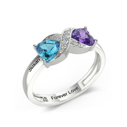 Infinity Heart Birthstone Ring – 2 Birthstones & Names - Claritas Store