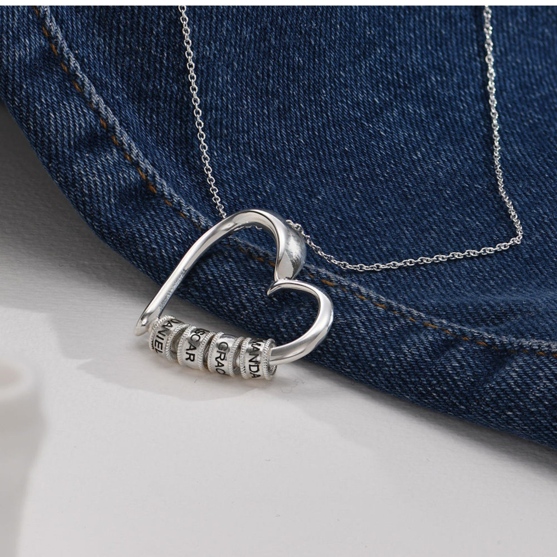 Sentimental Heart Necklace with Engraved Beads - Claritas Store