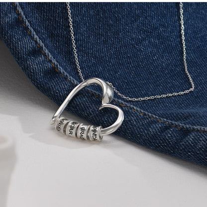 Sentimental Heart Necklace with Engraved Beads - Claritas Store