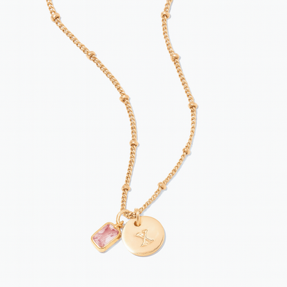 Birthstone initial pendant Necklace - Claritas Store