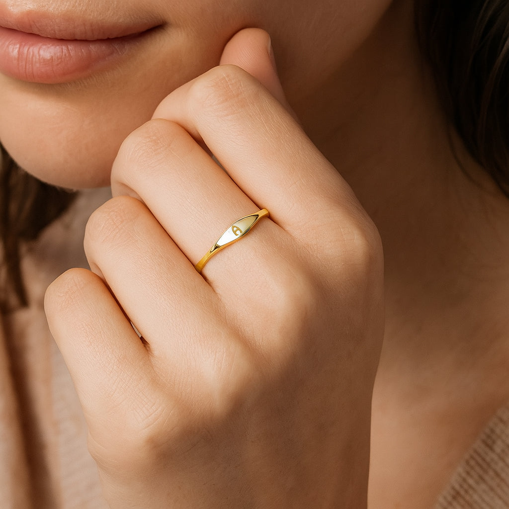 Gold Slim Signet Ring - Claritas Store