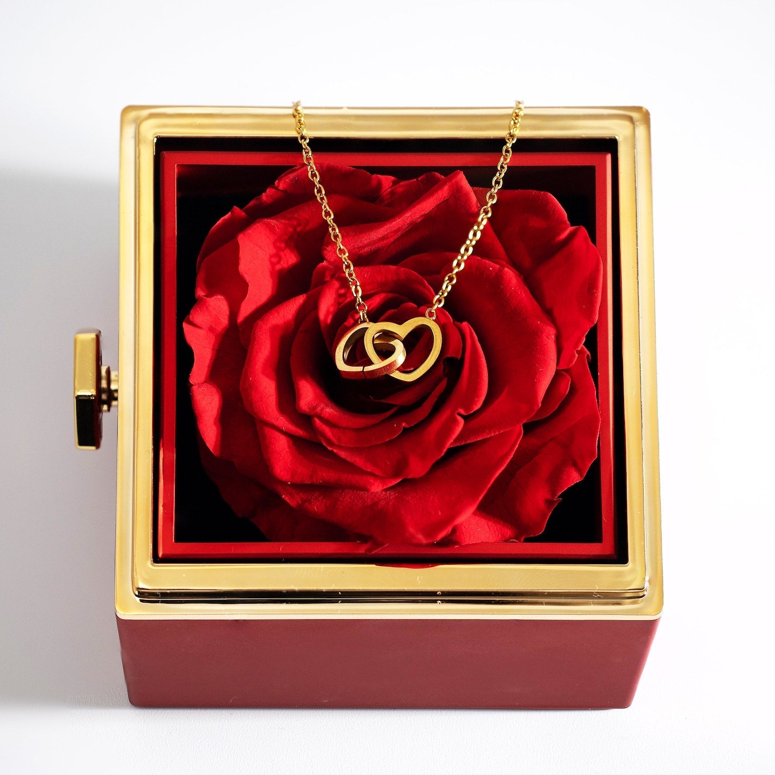 Rotating Rose Box Engraved Necklace - Claritas Store
