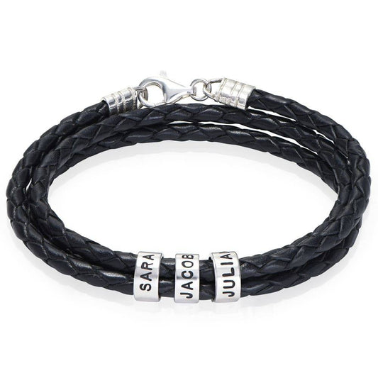 Custom Engraved Braided Leather Bracelet for Men - Claritas Store